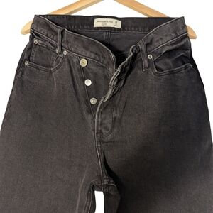 Abercrombie & Fitch Dad High Rise Jeans Size 28/6L Black Criss Cross Waist